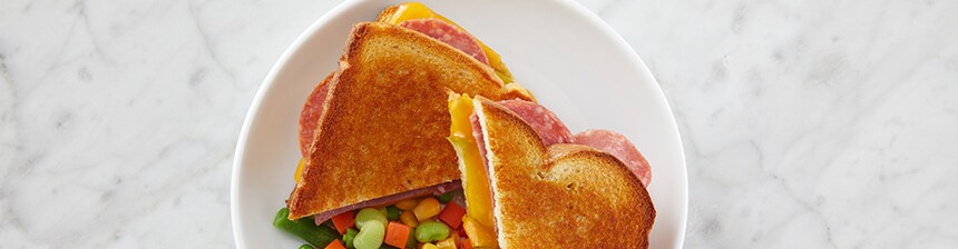 Sheet Pan Pickle and Salami Grilled Cheese
