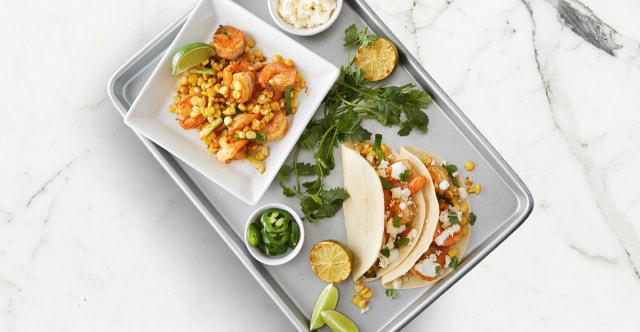 Sheet Pan Shrimp and Corn Tacos