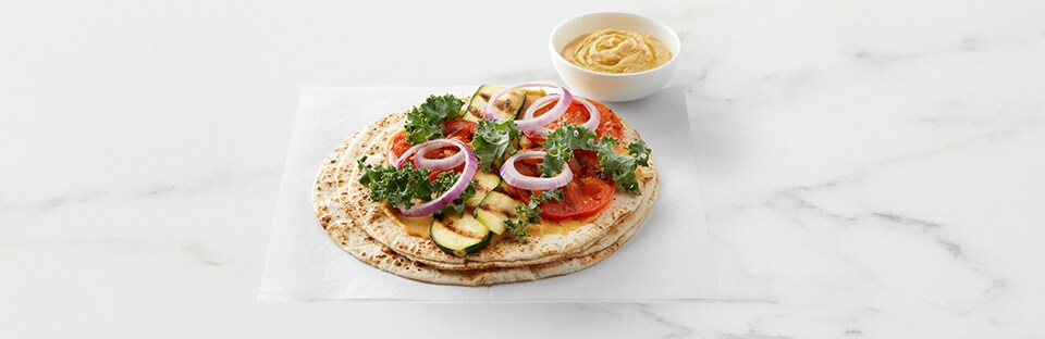 Grilled Zucchini & Tomato Hummus Wrap