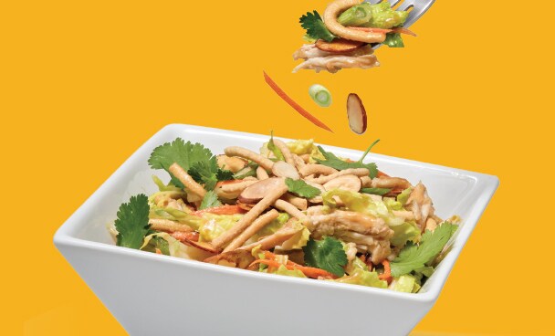 asian-inspired chicken-salad in a bowl