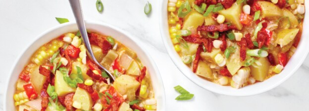 Corn chowder in a bowl