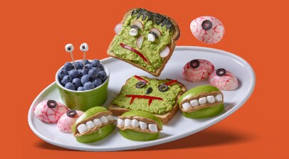 plate of halloween-themed snacks
