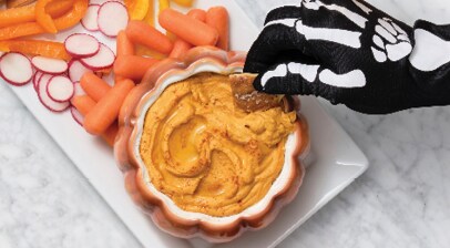 halloween dip in a pumpkin dish