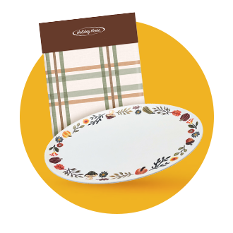 Fall tablecloth and plate