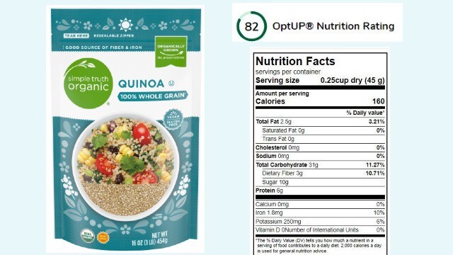 Simple Truth Organic quinoa has an OptUP Nutrition Rating of 82