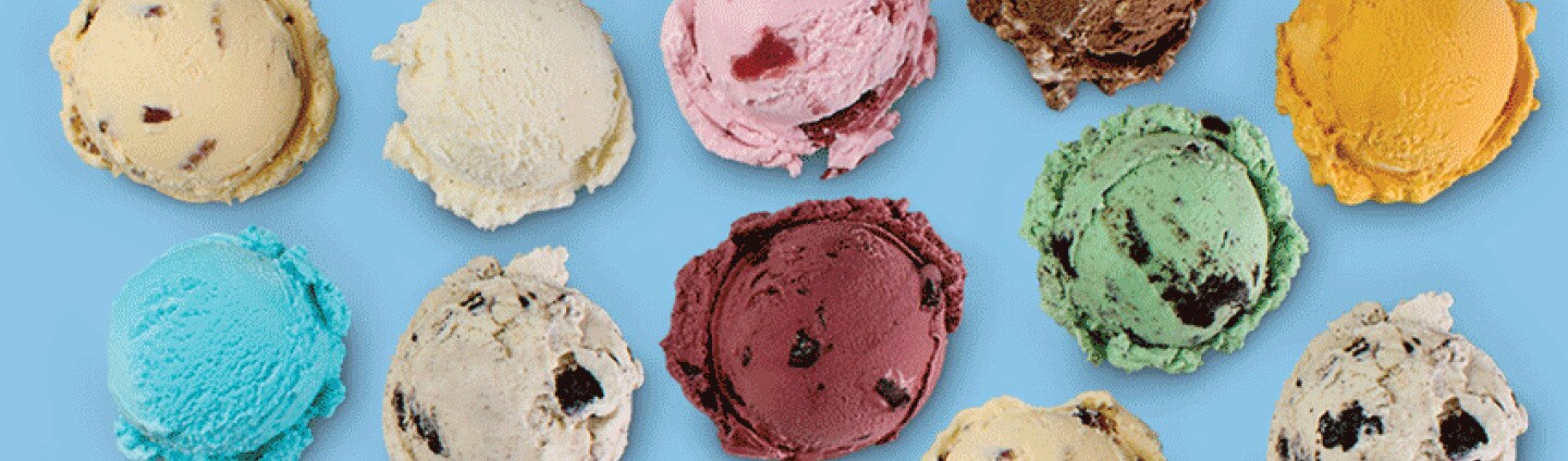 Scoops of different flavor ice cream